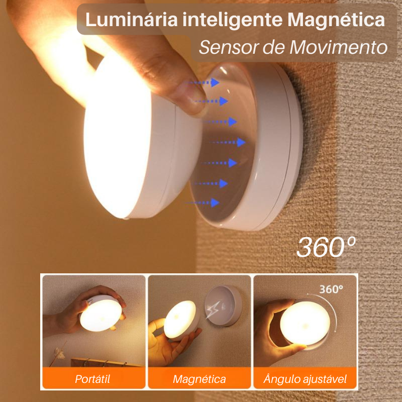 Luminária inteligente 360º Magnética C/ Sensor de Movimento