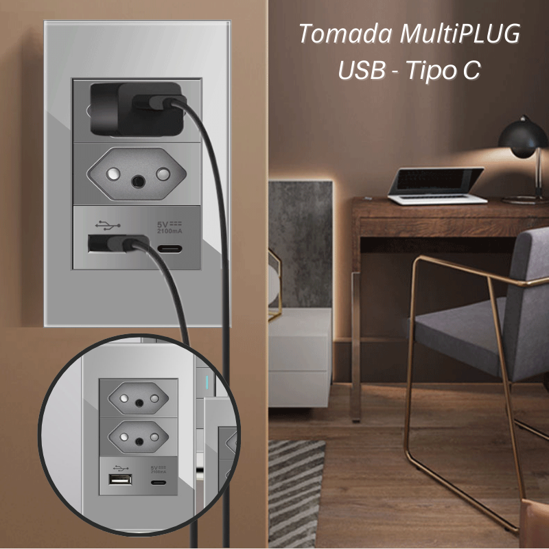 Tomada MultiPLUG Com USB - Tipo C