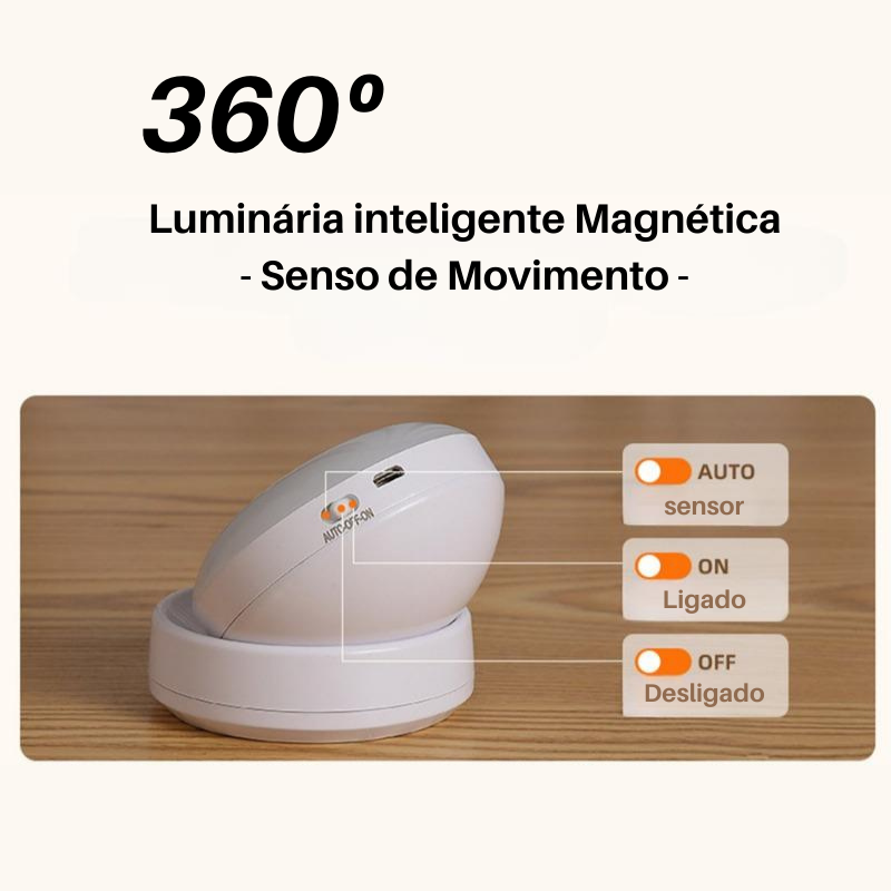 Luminária inteligente 360º Magnética C/ Sensor de Movimento