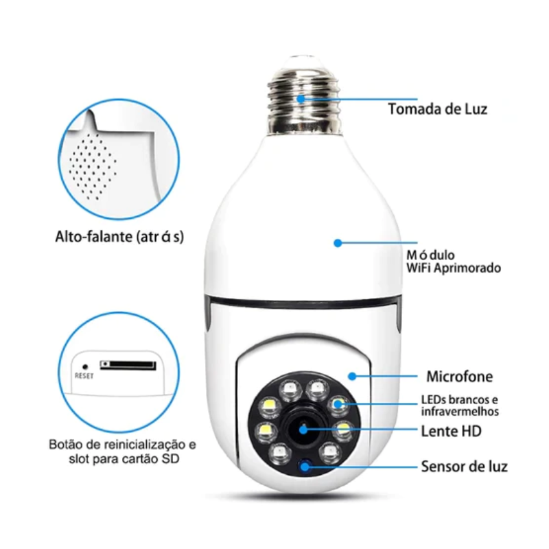 Câmera de Segurança Full HD Inteligente Com Conexão WI-FI